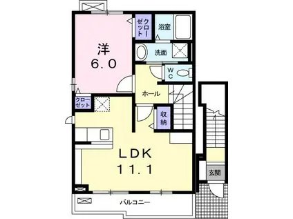 メゾン・ド・クール(1LDK/2階)の間取り写真