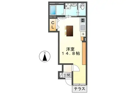 ヴィレッタ2(ワンルーム/1階)の間取り写真