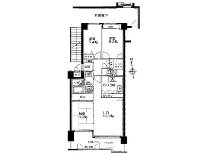 サーパス富樫(3LDK/2階)の間取り写真