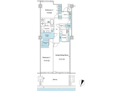 NIBANCHO TERRACE(2LDK/9階)の間取り写真