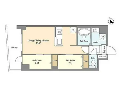 アルファコート曳舟2(2LDK/7階)の間取り写真