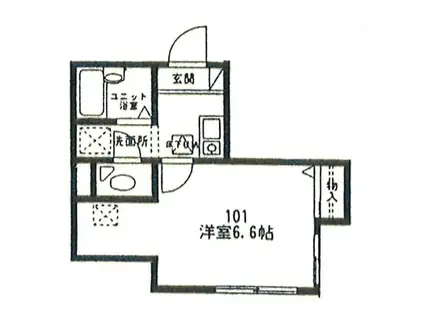 サザンST茅ヶ崎(1K/1階)の間取り写真