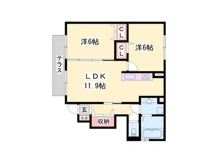 リシェスコート(2LDK/1階)の間取り写真