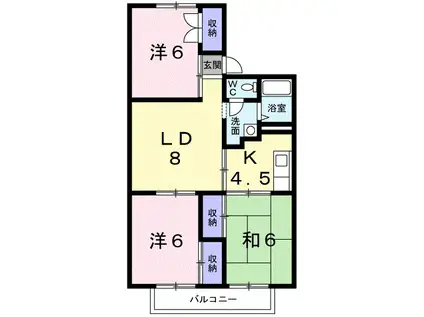 グランメール 須田(3LDK/1階)の間取り写真