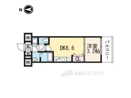 THEGARNETMILLENNIUMK(1DK/6階)の間取り写真