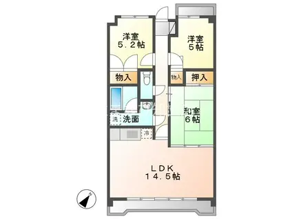 ラオプス今本(3LDK/3階)の間取り写真