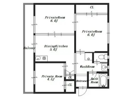 ビレッジハウス大淀 3号棟(3DK/5階)の間取り写真