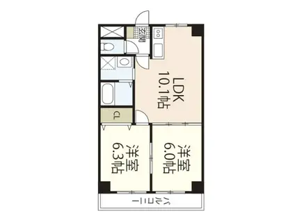 ホワイトストーン白石(2LDK/2階)の間取り写真
