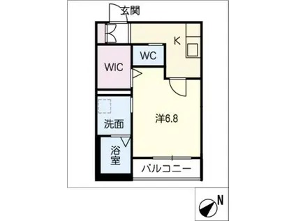 カーサDUE(1K/2階)の間取り写真