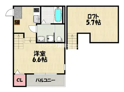 箱崎一丁目Bアパート(1K/2階)の間取り写真