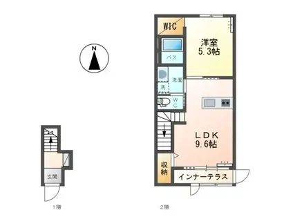 ＪＲ仙石線 蛇田駅 徒歩25分 2階建 築10年(1LDK/2階)の間取り写真