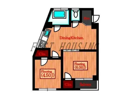 宇佐見ビル(2DK/2階)の間取り写真