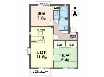 グリーンハウスII(2LDK/1階)の間取り写真