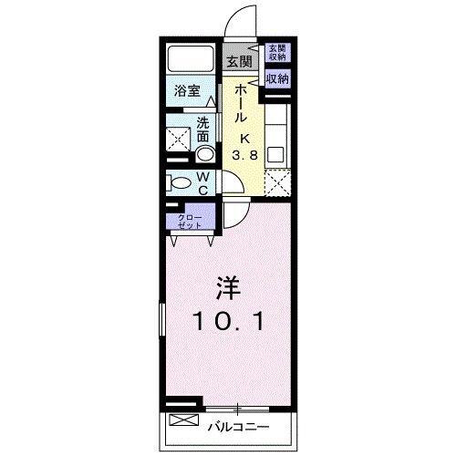 パラッツオ西海岸(1K/2階)の間取り写真