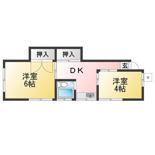 コーポコトブキ(2DK/1階)の間取り写真