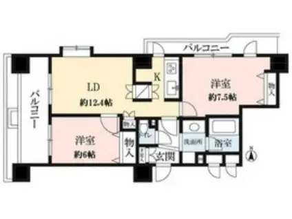 ドゥーエ練馬(2LDK/11階)の間取り写真