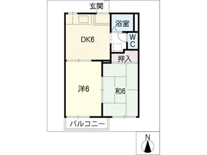 ファミール井上(2DK/2階)の間取り写真