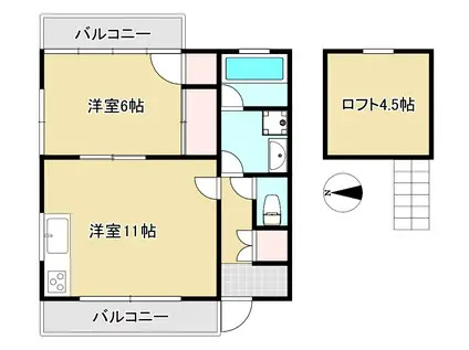 クレスト田上台(1SLDK/2階)の間取り写真