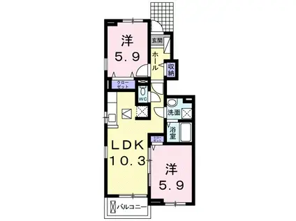 フォルトゥーナ(2LDK/1階)の間取り写真