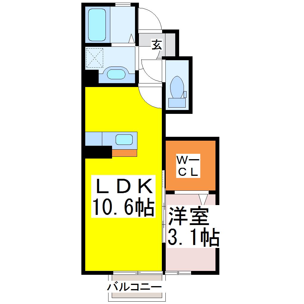 BERGE森田(1LDK/1階)の間取り写真