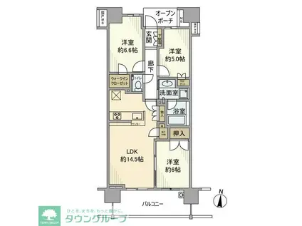 プラウド浦和仲町マークス(3LDK/9階)の間取り写真