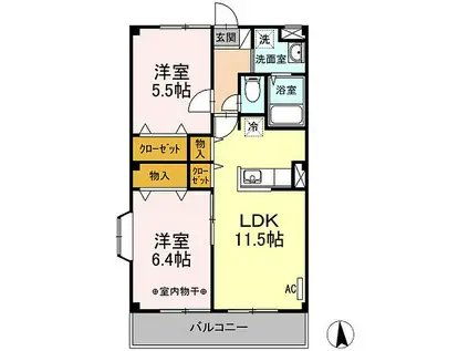 Dクレスト(2LDK/2階)の間取り写真