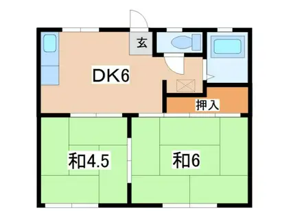 ロイヤル201(2DK/2階)の間取り写真