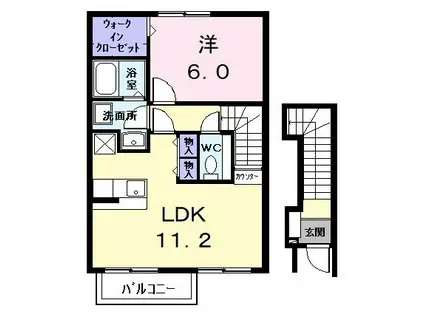セレノデーア(1LDK/2階)の間取り写真