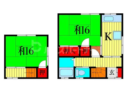 コーポ中台(2K/1階)の間取り写真