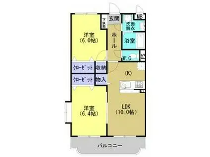 ユーミーEBINUMA(2LDK/2階)の間取り写真