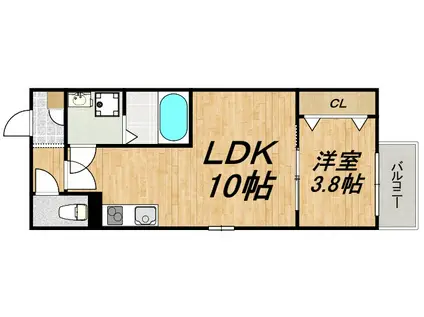 LECOCON岩倉III(1LDK/1階)の間取り写真