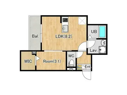 ジーメゾン伊勢原デルタ(1LDK/3階)の間取り写真