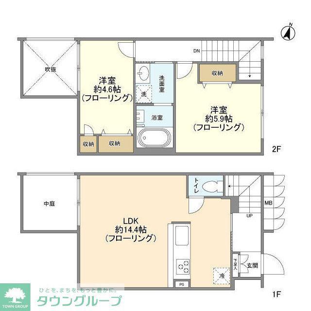 NEMO柿の木坂(2LDK/1階)の間取り写真