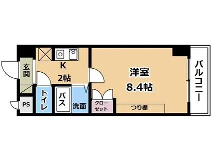 グリーンロード山手(1K/4階)の間取り写真