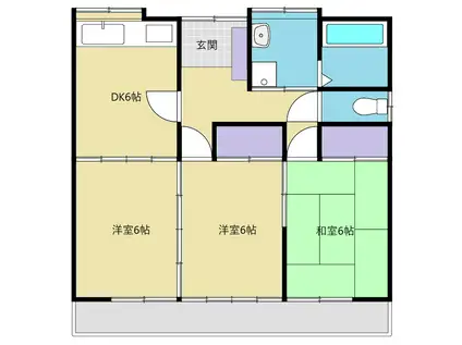 コーポ北屋敷(3DK/2階)の間取り写真