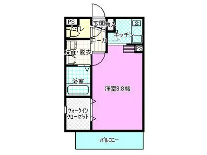 コアノス荒子(1K/2階)の間取り写真