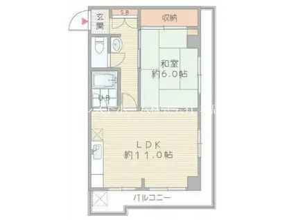 サンシャイン上北(1LDK/4階)の間取り写真