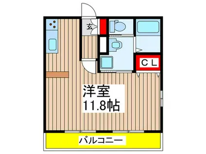 千葉都市モノレール 天台駅 徒歩4分 3階建 築21年(ワンルーム/3階)の間取り写真
