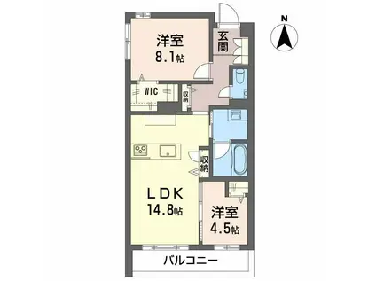 シャーメゾン国府宮駅前(2LDK/1階)の間取り写真