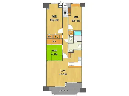 伊丹みやのまち4号館(3LDK/6階)の間取り写真