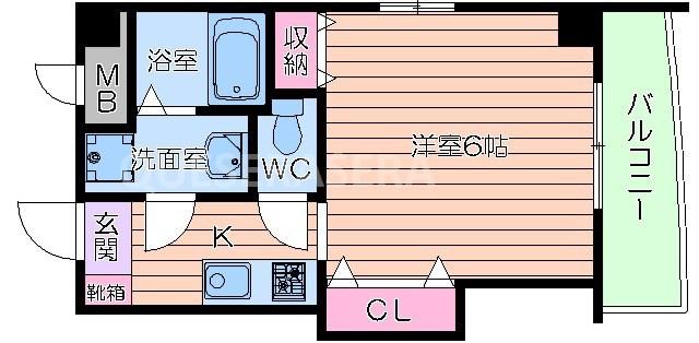 マロット天神橋(1K/2階)の間取り写真