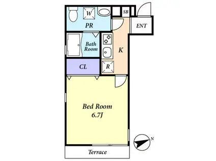 レヴァータ(1K/1階)の間取り写真