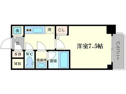 リッツ難波南II(1K/6階)の間取り写真