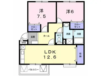 メゾンド本城A(2LDK/3階)の間取り写真