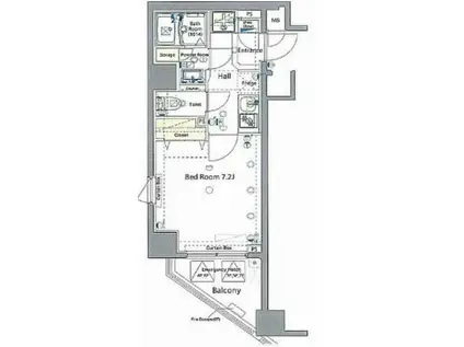 GENOVIA南麻布GREEN VEIL(1K/7階)の間取り写真