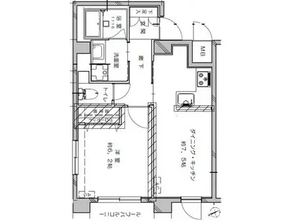 メインステージ浅草(1DK/11階)の間取り写真