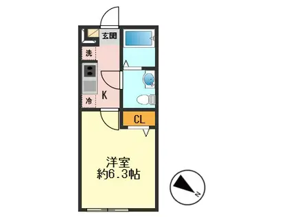 南小岩7丁目アパート(1K/2階)の間取り写真