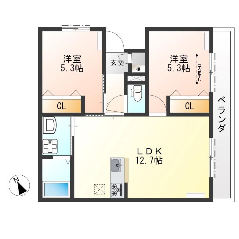 HALE O KUKUNA(2LDK/1階)の間取り写真