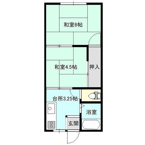 いわて銀河鉄道線 青山駅(岩手) 徒歩36分 2階建 築45年(2K/2階)の間取り写真