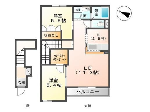 THE APARTMENTS MOTO(2LDK/2階)の間取り写真